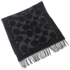 【新品 未使用】コーチ マフラー スカーフ COACH アウトレット カシミヤブレンド シグネチャー ロゴ オーバーサイズ CU807 BLK