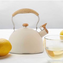 やかん 笛吹きケトル やかん 笛吹き 2.5L 大容量 湯沸かし ステンレスケトル ティーケトル 木目ハンドル 簡単開閉 ガス火/IH対応 すべての熱源に適したコンロ キッチン用家庭用 コーヒーホームオフィス 調理器具