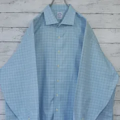 Brooks Brothers ブルックスブラザーズ 千鳥格子チェック長袖シャツ 18 1/2-35 XXL相当 ライトブルー ホワイト ネイビー 水色 白 NON-IRON 100% AMERICAN SUPIMA COTTON 20202192