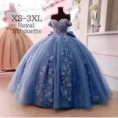 パーティードレス ナイトドレス ネイビー ブルー 青 ドレス オフショルダー 透け感 結婚式 大きいサイズ 謝恩会 XS S M L XL LL 2XL XXL 3XL XXXL パーティー 紐タイプ 姫系 発表会 ロング丈 プリンセス 豪華 花