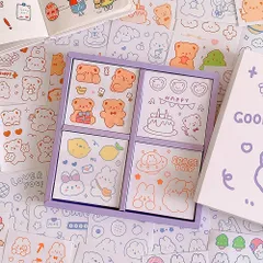 【在庫セール】可愛いシール デコシール 防水ステッカー 水筒用/スケジュール/ギフト/手帳用シール（可愛い熊） フレークシール DIY 100枚 かわいい 手帳シール シール AIDUCHO
