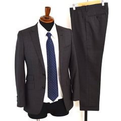 5XF066】美品 スーツカンパニー 伊製 110's生地 2つボタン シングルスーツ S YA3 ダークブラウン バーズアイ ノータック 186140 合物 春秋 【中古】【メンズビジネス】202505