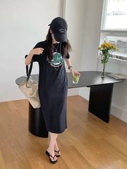 ロングワンピース ロンT  レディース 半袖  tシャツワンピース ルームウェア 夏用  20代 30代 10代 50代 40代 部屋着 fengxz102