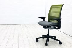 スチールケース シンクチェア 中古 2016年製 Steelcase Think 可動肘 中古オフィス家具 465A300 ワサビ 【A000003499】
