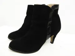 【送料無料】組曲 KUMIKYOKU オンワード樫山 スエードブーツ ショートブーツ ブーティー サイドジップ 黒 Mサイズ ■管理番号L23896AWS21-200703-★(990)（4）6/07