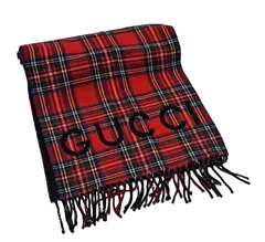 ミケーレデザイン GUCCI グッチ ライオン刺繍 マフラー ブルー×レッド ミケーレデザイン GUCCI グッチ ライオン刺繍 マフラー ブルー×レッド