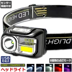 ヘッドライト 充電式 ledヘッドライト アウトドア用ヘッドライト SOSフラッシュ 8つ点灯モード 軽量 角度調整可 防災 停電時用 登山 夜釣り キャンプ アウトドア ハイキング