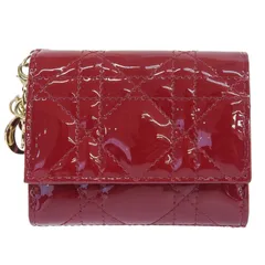 ディオール CHRISTIAN DIOR レディディオール ロータスウォレット カナージュ パテントレザー レッド S01810VRB-M323 中古 新入荷 OBB0645