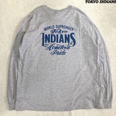 TOKYO INDIANS ロングスリーブTシャツ 長袖カットソー ロンT 両面プリント ロゴ XLサイズ グレー トウキョウインディアンズ