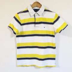 (^w^)b TOMMYHILFIGER トミーヒルフィガー 半袖 ポロシャツ 着回し CLASSICFIT ロゴ 刺繍 ボーダー柄 ゴルフ カジュアル 綿100% こなれ感 黄色 白 紺 サイズS/P