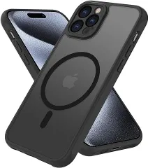 【在庫処分】iPhone 15 Pro 用 ケース MagSafe対応 米軍MIL規格 磁気スマホケース iphone 15プロ マット感 半透明 衝撃吸収 アイフォン15Pro 指紋防止 ワイアレス充電 PinLiSheng(ブラック, iPhone