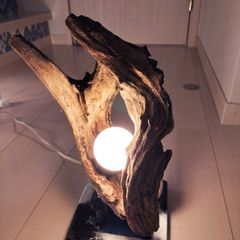 流木レジンアート　小さな掌たなごころ　LED照明