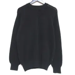美品 21SS RED EAR レッドイヤー ポールスミス 鹿の子編み×メッシュ編み アシンメトリー クルーネック ニット セーター Mサイズ ブラック メンズ 古着 中古 USEDのサムネイル