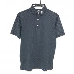 【超美品】フットジョイ 半袖ポロシャツ ダークネイビー×白 総柄 メンズ M ゴルフウェア FootJoy