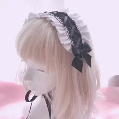 黒白フリルヘッドドレス　ロリータ　量産型