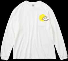 うさぎワンポイントイラスト/オリジナルデザイン/00114-BLC/Printstar 5.6オンス ヘビーウェイトビッグLS-Tシャツ/ホワイト