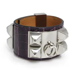 エルメス コリエドシアン ブレスレット クロコダイル アメジスト(Amethyst) 紫 □R刻印 HERMES