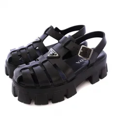 美品 PRADA 厚底エスパドリーユサンダル レザー ストラップ シューズ 39 厚底 PRADA(プラダ) サンダル・ミュール(レディース) - 海外通販