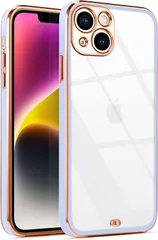 iPhone14 Pro Max ケース クリア 薄型 透明  スマホ アイフォン14Pro Max カバー  韓国 かわいい おしゃれ 人気 耐衝撃 TPU メッキ加工  ゴールド パープル