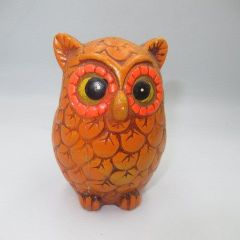 70's Vintage Psychedelic Ceramic Owl Figurine Doll Plush Toy - Only 1 Available