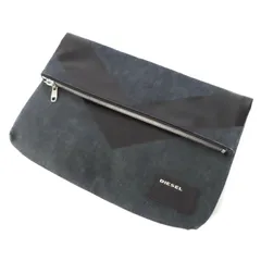 OI25039 美品 DIESEL ディーゼル クラッチバッグ ポーチ デニム キャンバス 2つ折り A4 / B4 サイズ 紺 ネイビー