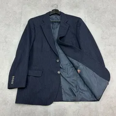 90s　USA製　CHAPS RALPH LAUREN　チャップスラルフローレン　テーラードジャケット　ブレザー　古着　ストライプ柄　ネイビー　紺色
