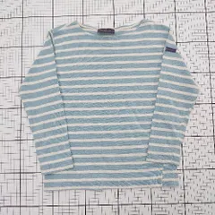 ◇ Θ Leminor ルミノア マリン系 長袖 ボートネックボーダーカットソー サイズ1 スカイブルー系 レディース E  【1508060019202】