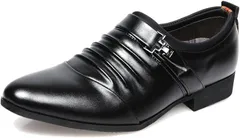 La Fascination ファスナシオン ビジネス シューズ メンズ ビジネスシューズ 靴紐 革靴 ローファー 手入れ セット ゴム 結ばない クリーム 靴クリーム 本革 学生 男子 カジュアル ヒール 厚底(ブラック,  27.0 cm)