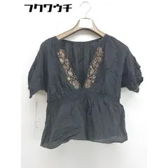 ◇ MACPHEE TOMORROWLAND トゥモローランド 刺繍 半袖 ブラウス カットソー サイズ38 ブラック レディース  【中古】 【1108270003307】