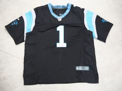 希少 NIKE ナイキ × NFL パンサーズ キャム ニュートン メッシュ ゲーム シャツ プルオーバー サイズM 黒水色 714P★2