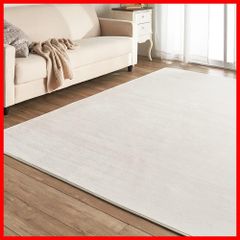 【特価セール】アイリスプラザ フランネルラグ アイボリー 200×250㎝ 滑り止め付き ラグ 洗える ラグカーペット マット カーペット対応 防ダニ フランネル さらフワ触感 おしゃれ 北欧 じゅうたん