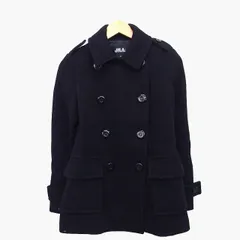 ジルスチュアート JILL STUART ピーコート Pコート ステンカラー ジャケット ウール 毛 総柄 袖ベルト スリット S ブラック 黒 /HT7のサムネイル