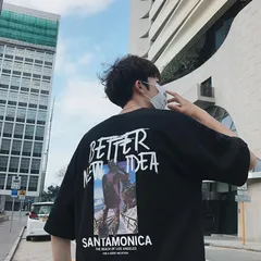 tシャツ メンズ レディース XL LL サイズ 黒 ブラック 半袖 バックプリント プリントtシャツ オーバーサイズ 韓国ファッション カットソー ストリート