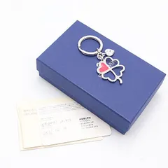 箱付 良品 スワロフスキー ペンダント キーリング シルバー ラインストーン クローバー レディース KTR 2000000 NSK