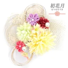 髪飾り 成人式 水引 つまみ細工 赤 振袖 袴 花 白 紫 ゴールド ちりめん かすみそう レース パール ビーズ コーム かわいい お No.12-0599