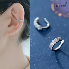 Terse気品あるシルバー925にCZダイヤモンドをセットしたイヤリング　小ぶりなフープが上品な印象です　シンプルなデザインなので、幅広いシーンで活躍してくれます　 　ペア売り イヤーカフスとしても活躍する優秀アイテム ピアスに見える  se0287a