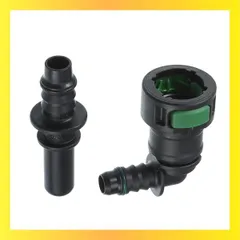 ★送料無料★ A ABSOPRO 車用燃料ラインホースクイックリリースコネクターキット 90度 11.8mm SAEから5/16＂ 8mm ホースプラスチック グリ ーン