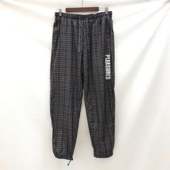 PLEASURES プレジャーズ ロゴプリント チェック柄 ドローコード付き イージーパンツ ブラウン チェックパンツ 中古 /ｍ 250710 02351hi◇132