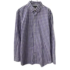 BANANA REPUBLIC 長袖 チェックシャツ XL パープル ホワイト バナナリパブリック 長袖シャツ トップス 春物 a710-6227のサムネイル