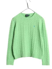 【お得なクーポン配布中!】 00s LAUREN ラルフローレン コットン ケーブル ニット セーター レディース L 00年代 オールド ポロ 長袖ニット ワンポイント クルーネック