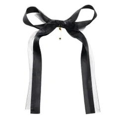 【ブラック×ワンサイズ】[Cream dot. クリームドット公式] ヘアアクセサリー レディース ポニーフック ヘアフック ヘアカフス ヘアゴム 大人っぽい 髪留め まとめ髪 リボン ロングリボン オーガンジー 透け感 大きめ 大人