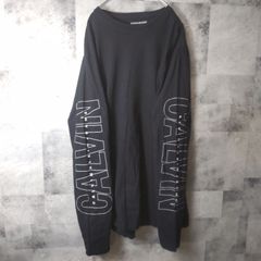 カルバンクラインジーンズ　ビンテージロンT☆　USA古着　ブラック　ビッグプリント　L　C26