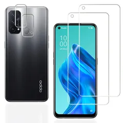 【４枚入り】FOR OPPO Reno5 A 用のガラスフィルム 2枚 + 2枚 FOR OPPO Reno5 A 用のカメラ 強化ガラス FOR OPPO Reno5 A 用のガラスフィルム 液晶保護フィルム 全面保護 耐衝撃 極薄 99%高透過率 気泡 1