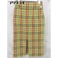 ◇ Ray BEAMS レイ ビームス チェック スリット ロング 台形 スカート サイズ0 イエロー系 マルチ レディース 【中古】 【1104280009216】