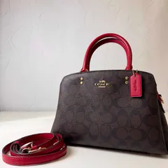 ✨BCランク　 COACH　ミニリリー　２way　ショルダーバッグ　ハンドバッグ　bag　シグネチャー　PVC　レザー　赤　91494　「15EL」