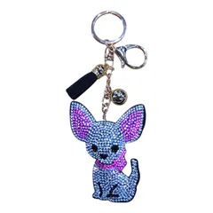 チワワのラインストーンキーホルダー　キラキラ　チワワ　バッグチャーム　チワワ好きの方へのプレゼントに