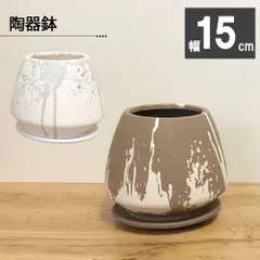 観葉植物 新生活 鉢 おしゃれ 陶器鉢 5号 デザイン陶器 ソーサー付 ブラウン ホワイト ベージュ グレー 茶 白 鉢植え 植木鉢 人気 誕生日 インテリア リビング 送料無料 植物 [NA25-150/DB60]