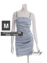 Mブルー [AN-ON2927]【Andy/アンディ】ストレッチ/ サテン/ ジッパー/ ドレープ/ ノースリーブ/ タイト/ ミニドレス/ ワンピース/ キャバドレス