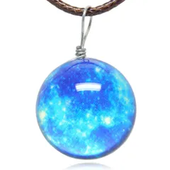 再入荷★大人気★在庫限り 星空 宇宙 シンプル ガラス玉 夜光 天体 ネックレス レディース メンズ ペンダント 蓄光 アクセサリー プレゼント スターダスト5