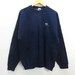 Q■メキシコ製■FRUIT OF THE LOOM HEAVY COTTON スウェットシャツ/トレーナー■紺【 L 】men's/67【中古】■